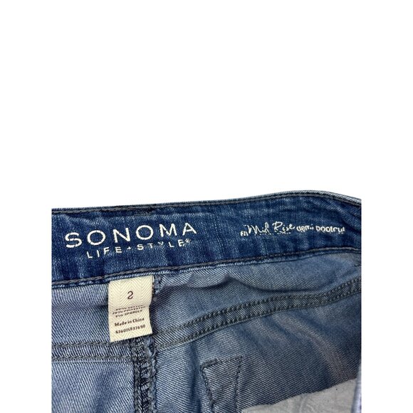 Sonoma Life Style Womens Blue Mid Rise Demi Bootcut Jeans Size 2 Medium Wash - Picture 4 of 4